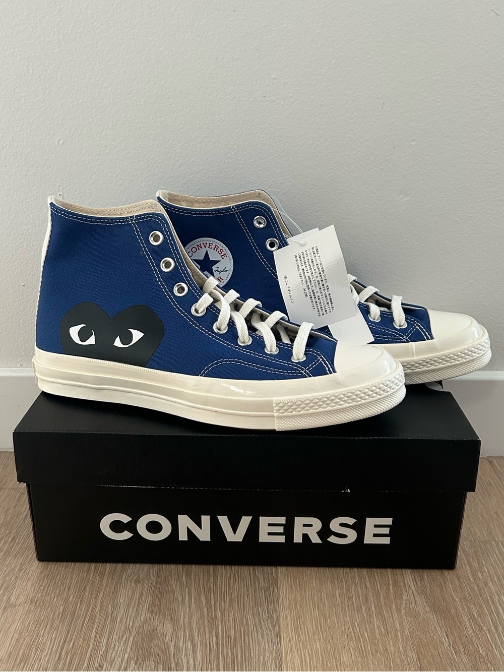 Converse x Comme des Garçons Blue/White/Black Hi Top Sneakers